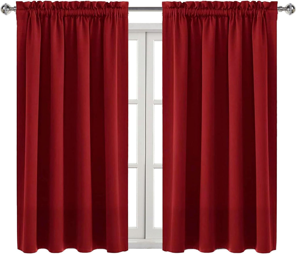 Dwcn Christmas Burgundy Room Darkening Blackout Curtains - Thermal Insulated Privacy Energy Saving Window Curtain Drapes 52 x 45 inch Lengt…