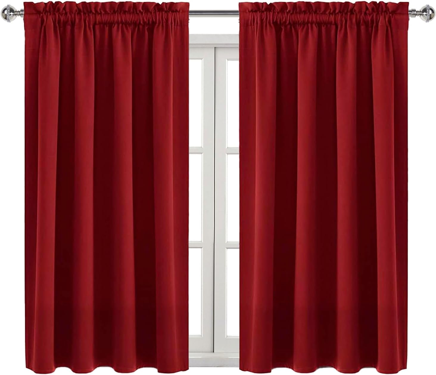Dwcn Christmas Burgundy Room Darkening Blackout Curtains - Thermal Insulated Privacy Energy Saving Window Curtain Drapes 52 x 45 inch Lengt…