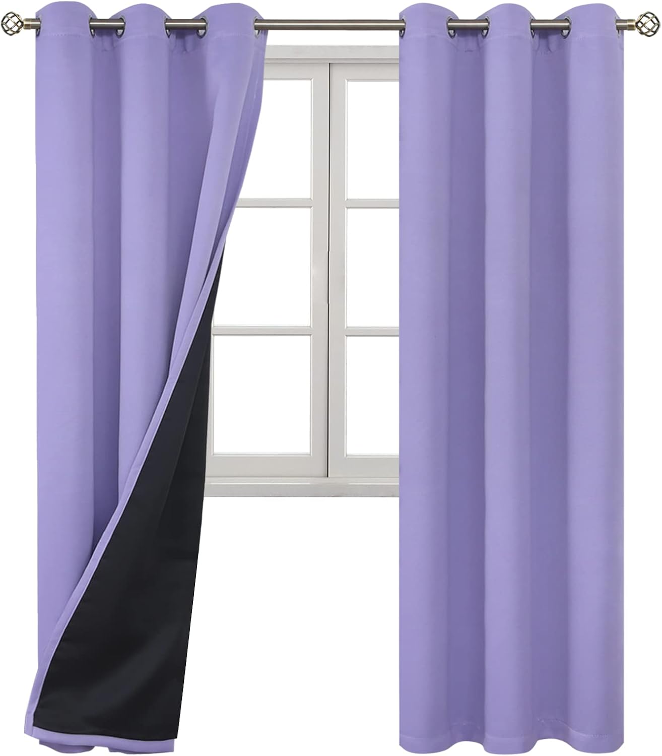 BGment Thermal Insulated 100% Blackout Curtains for Bedroom with Black Liner, Double Layer Full Room Darkening Noise Reducing Grommet Curta…