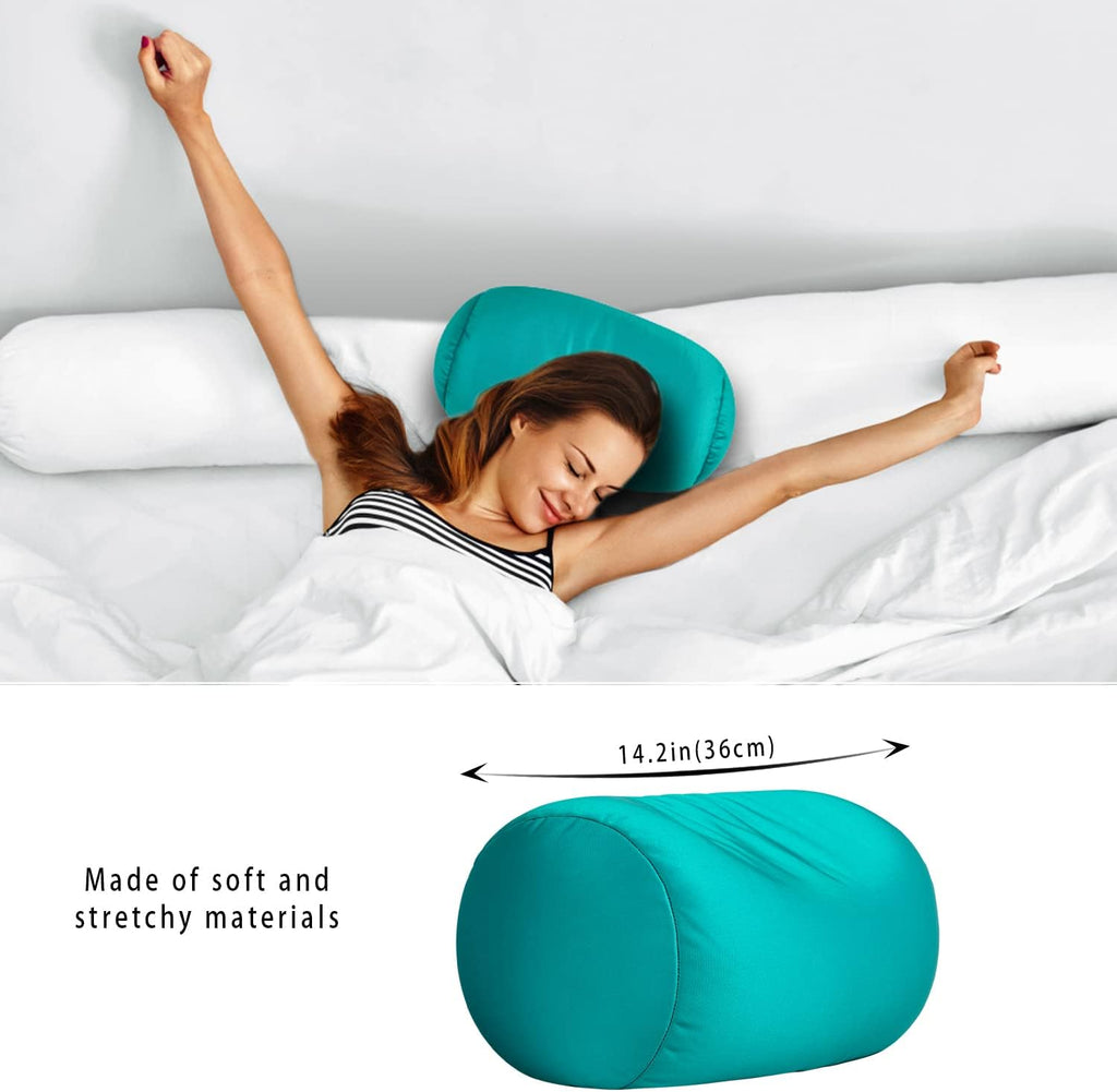 Squish Bean Bed Microbead Pillow Bolster Tube Body Pillow Smooth Cool Touch Fabric Neck & Back Support Throw Travel Pillow Fun Colors…