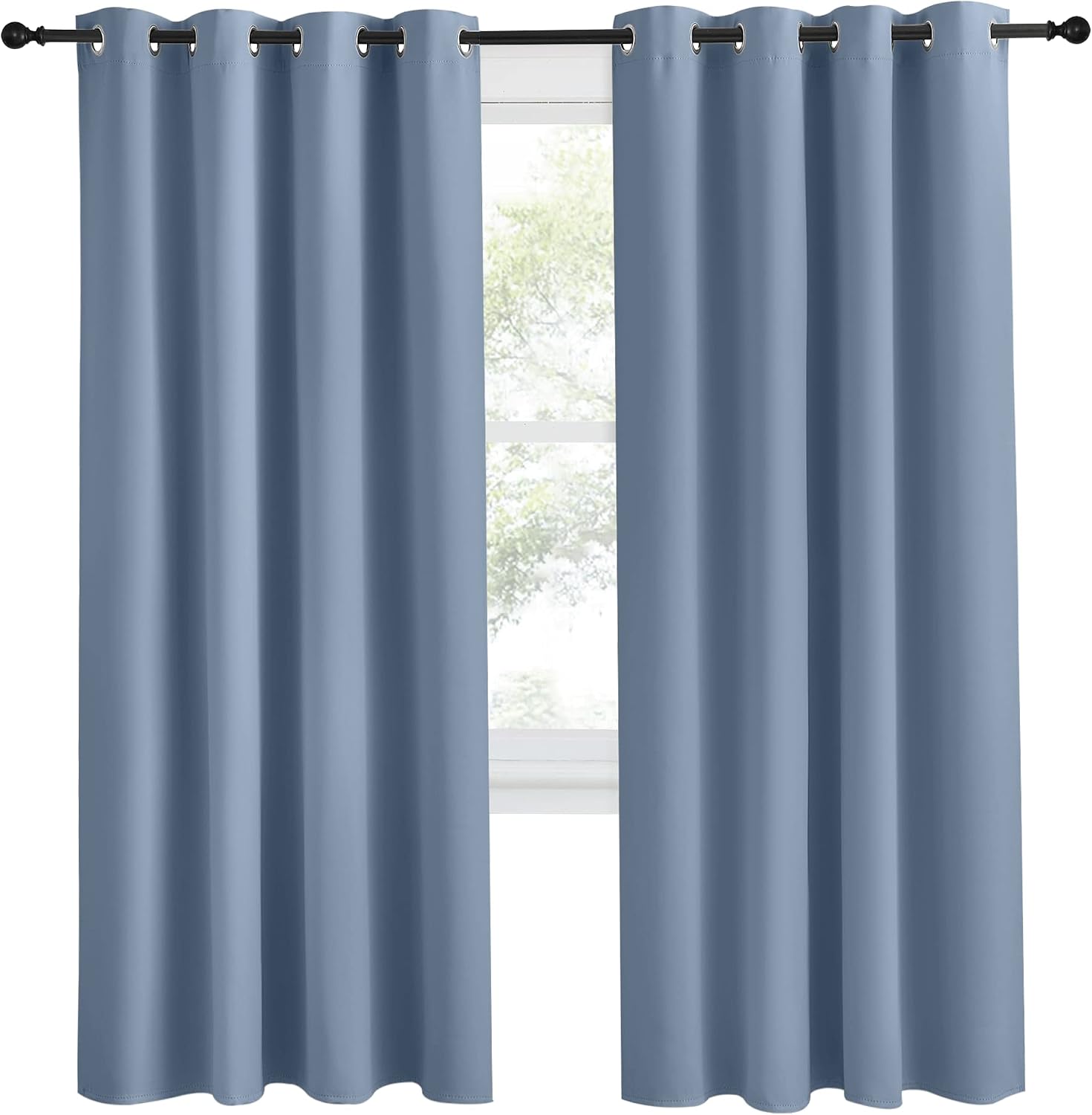 NICETOWN Blackout Curtain Panel, W55 x L78, 1 PC, Stone Blue Color, Light Blocking Room Darkening Window Drape for Nursery/Bedroom, Ring Top
