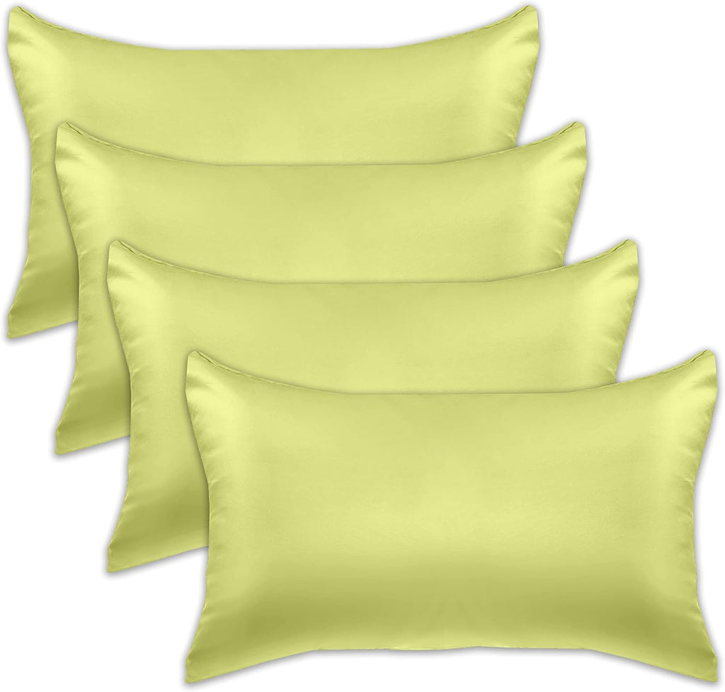 Elegantcomfort Elegant Comfort 4-Pack Cooling Viscose Satin Pillowcase Set with Hidden Zipper Closure, Silky Smooth for Hair and fabric…