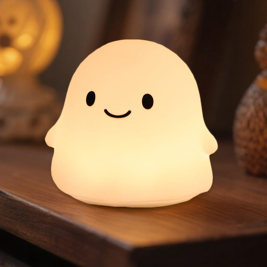 Rytinazzz Halloween Ghost Night Light, 50-Hour Battery & Pat Control, Cute Squishy Lamp for Kids Room Decor, USB Rechargeable with Timer…