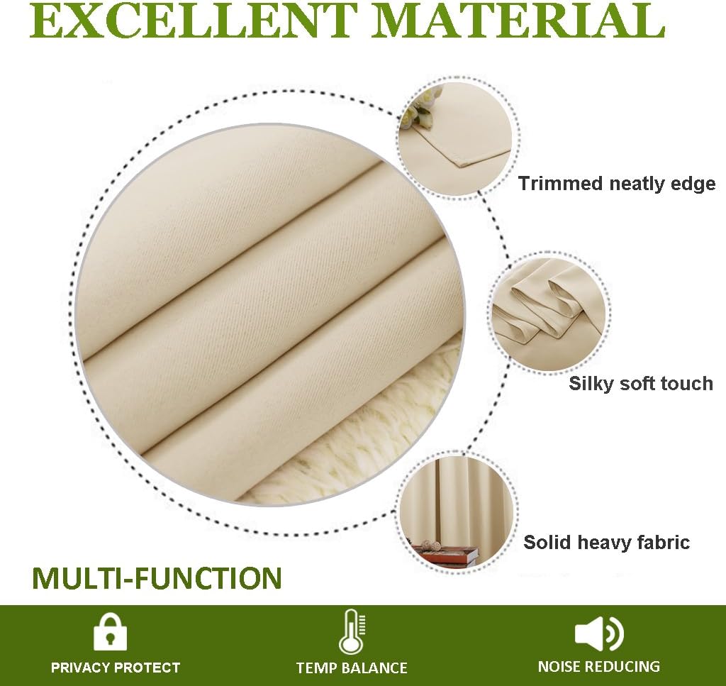 NICETOWN Bedroom Curtain Room Darkening Drapery - Biscotti Beige Room Darkening Drape/Panel for Bedroom, Grommet Top 1 Panel, 70 x 63…