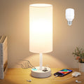 Dicoool White Touch Bedside Lamp for Bedroom - 3 Way Dimmable Table Lamp with USB, Nightstand Lamp with White Charging Station for Desk…