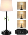 Height Adjustable Cordless Table Lamp Rechargeable with Timer, 3-Way & Stepless Dimmable LED Battery Operated Table Lamp, Wireless…