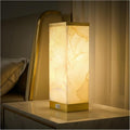Scenekoy Alabaster Table Lamp for Bedroom Living Room, 3-Way Dimmable Bulb with Memory Function, Modern Bedside Lamps with USB A+C Ports…