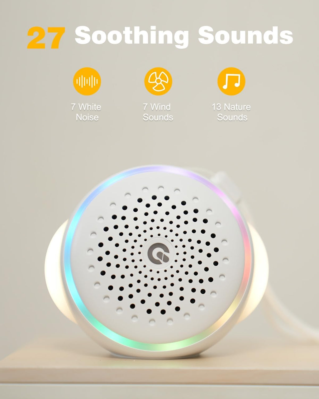 White Noise Sound Machine with 27 Soothing Sounds, Sleep Sound Timer and Memory Function - Portable Sound Machine for Baby and Adult at…