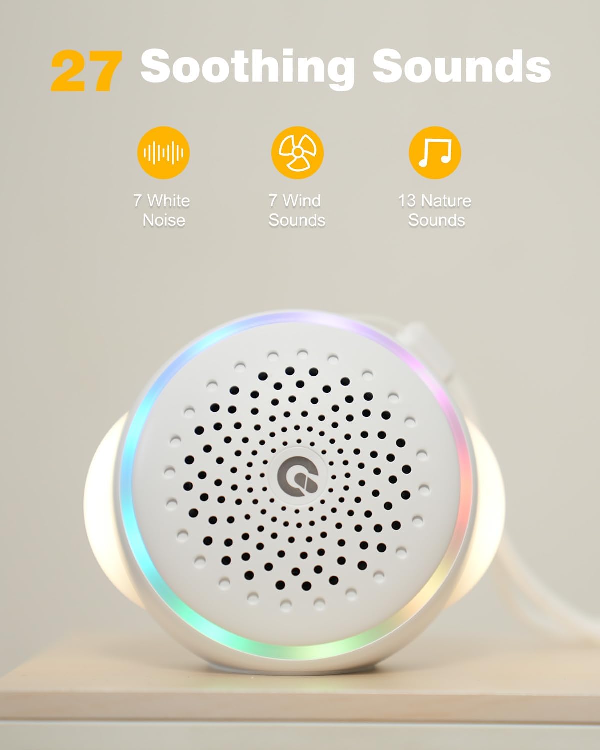 White Noise Sound Machine with 27 Soothing Sounds, Sleep Sound Timer and Memory Function - Portable Sound Machine for Baby and Adult at…
