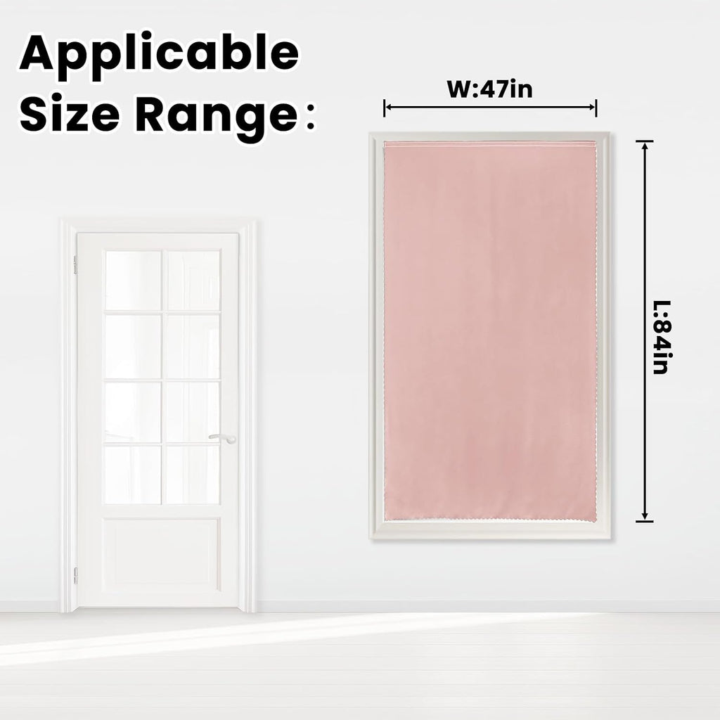 Self Adhesive Curtains, Stick Curtain Blackout Shades Window Cover Curtains for Living Room No Drilling, 47" W X 84" L, Pink, 1 Panel