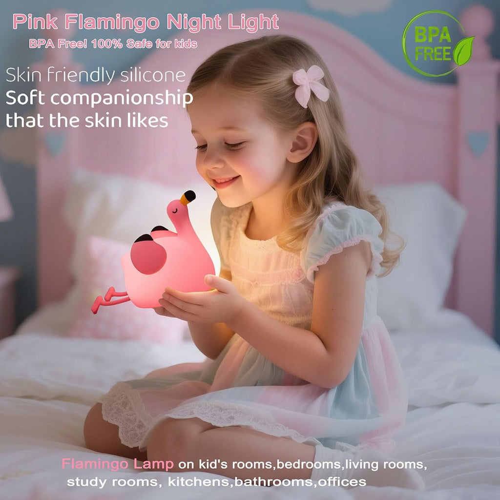 DREAMING MY DREAM Flamingo Night Light, Dimmable Silicone Animal Nursery Night Light, Pink Flamingo Lamp Decor for Kids Room…