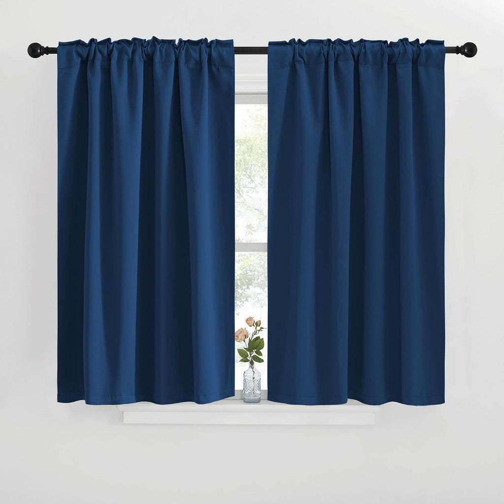 NICETOWN Window Treatment Blackout Curtains and Draperies - (Moroccan Blue Color) 42x40 inch, 2 Panels, Room Darkening Blackout Panel…