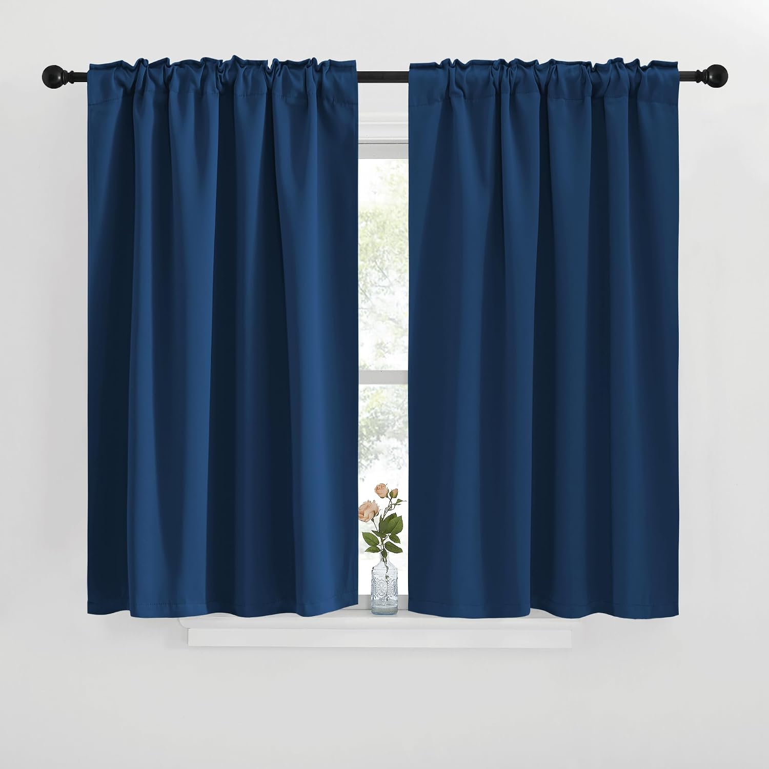 NICETOWN Window Treatment Blackout Curtains and Draperies - (Moroccan Blue Color) 42x40 inch, 2 Panels, Room Darkening Blackout Panel…