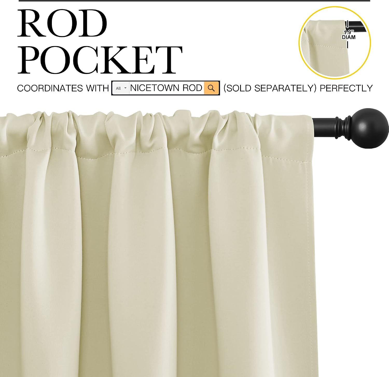 NICETOWN Kitchen Curtains, Short Blackout Curtains & Drapes, Small Window Draperies for Dining Room, Cupboard (Beige, 42 in x 36 in (W x…