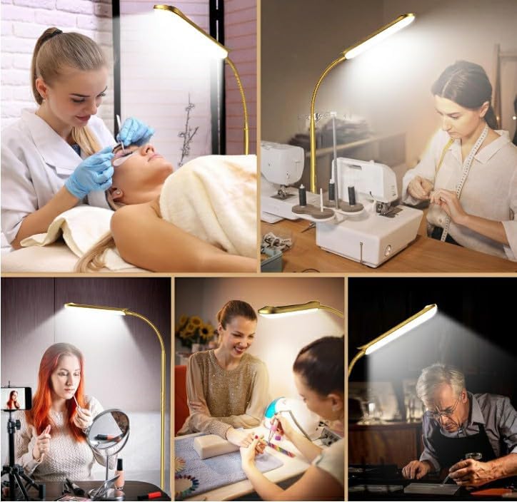marctronic Gold Floor Lamp, 18W 1800LM Bright LED Floor Lamps for Living Room Bedroom, Dimmable Timing Eye Caring Reading Standing Lamp…