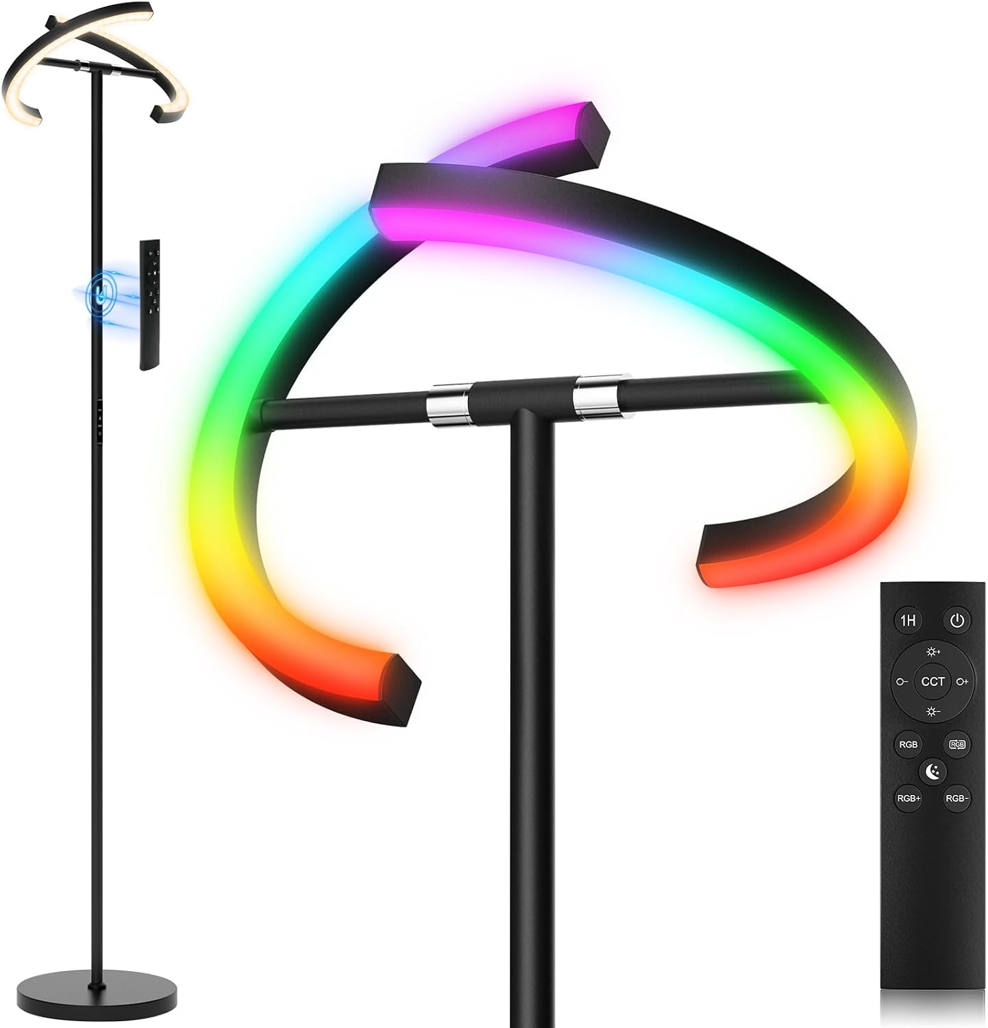 SIBRILLE RGBCW Floor Lamp, Color Changing Standing Lamp, Modern Stepless Dimmable LED Floor Light Tall Lamp with Remote Control, 20W…