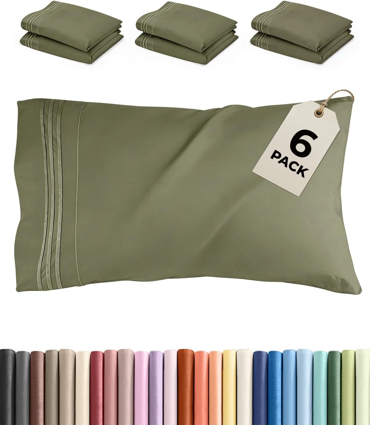 King Pillow Cases Set of 6 - Ultra Soft Hotel Quality Pillowcase Covers - Comfy. Cozy & Wrinkle Free - Shrink, Stain and Fade Resistant…