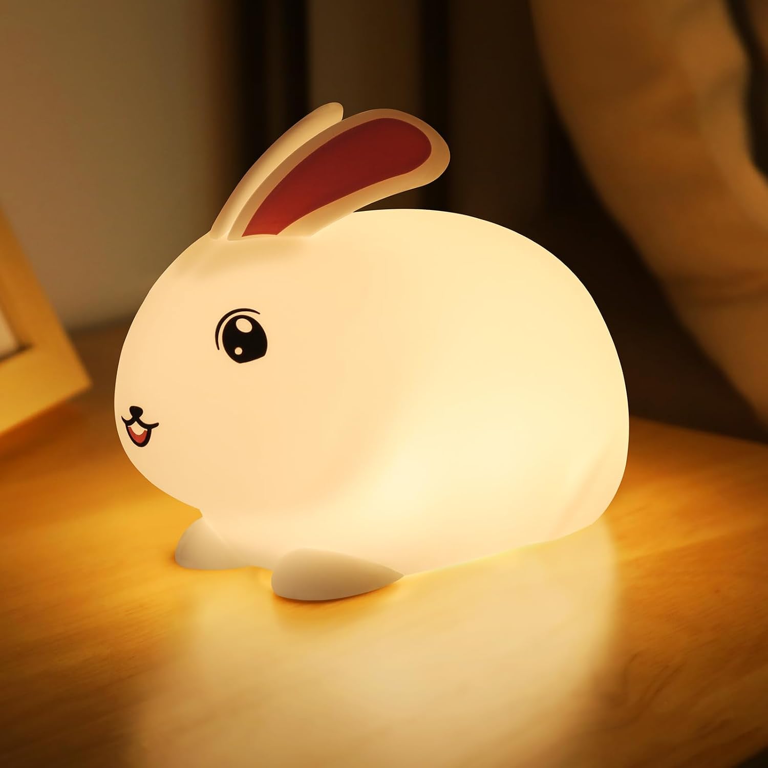 Saluoke Baby Night Light 7-Color: Soft Silicone Nursery Light for Kids Room Decor with Portable Rechargeable Cute NightLamp Animal Lights -…