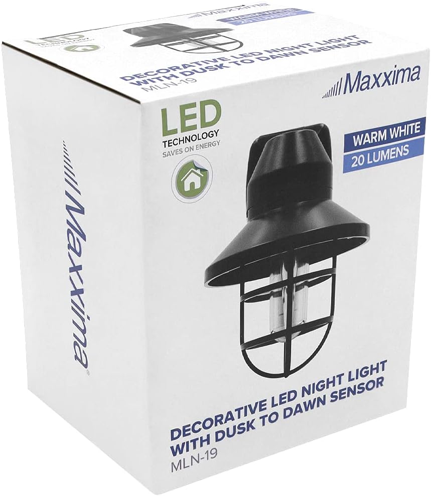 Maxxima Decorative Vintage LED Night Light - Farmhouse Plug-in Wall Outlet Light, 3000K Warm White, Features Automatic Dusk-to-Dawn…