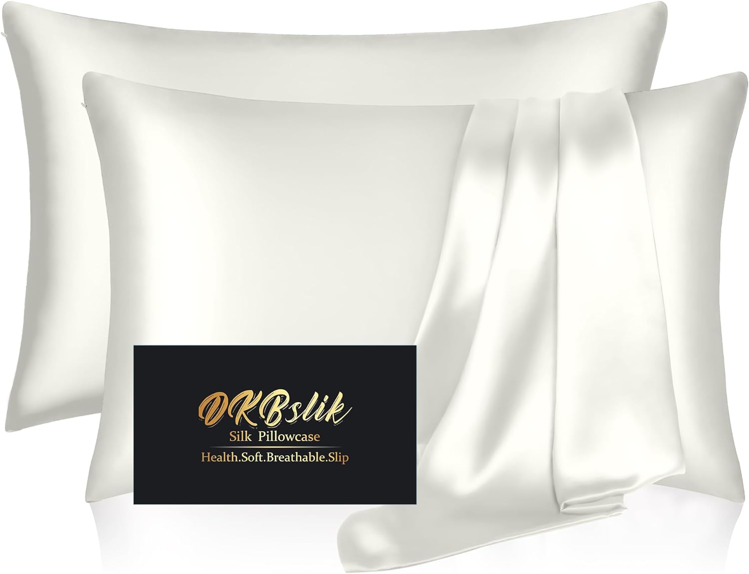 Home Silk Pillowcase 2 Pack, Natural Mulberry Silk Pillow Case, Anti Acne Silk Pillowcase for Hair and Skin, King Size Silk Satin Pillowcas…