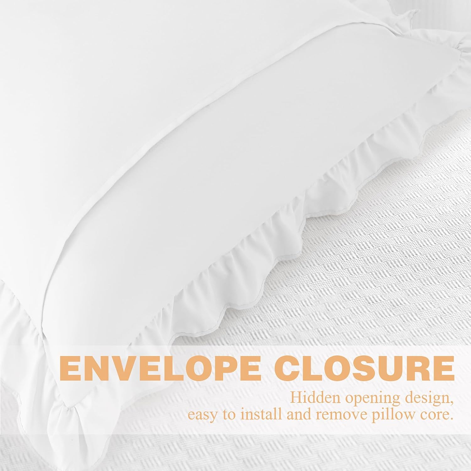 KKJIAF Ruffle Pillow Cases 24x24 Inches, White Square Ruffled Pillow Covers Set of 2, Microfiber Wrinkle Resistant Pillow Shams with…