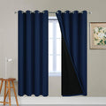 Yakamok 100% Blackout Curtains with Black Liners, Thermal Insulated Full Blackout 2-Layer Lined Drapes Room Darkening Curtain Panel for Bed…