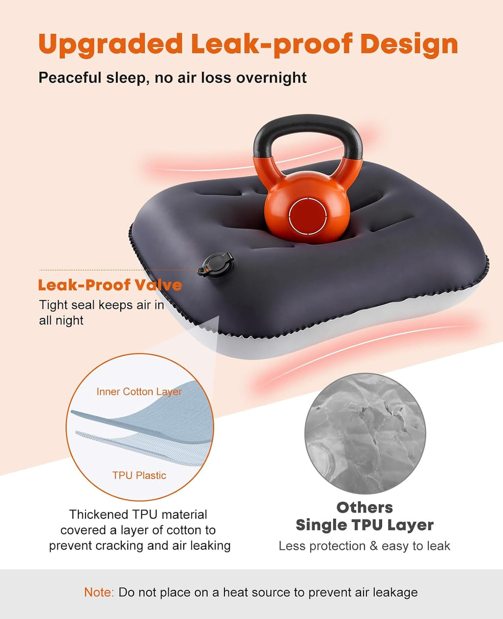 Trakiom Inflatable Camping Pillow with Carabiner, Ultralight Air Travel Pillow for Ergonomic Neck & Lumbar Support, Backpacking Pillows…
