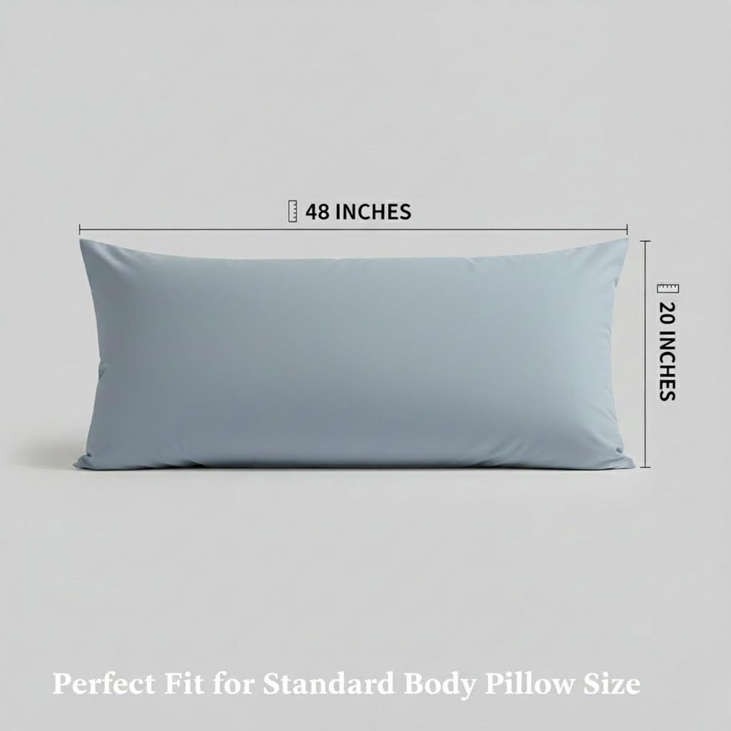 Egyptian Cotton Body Pillowcase 20x48 Inch, 600 Thread Count Sateen Weave, Zipper Closure Long Pillow Cover, Cooling Soft Breathable Body…