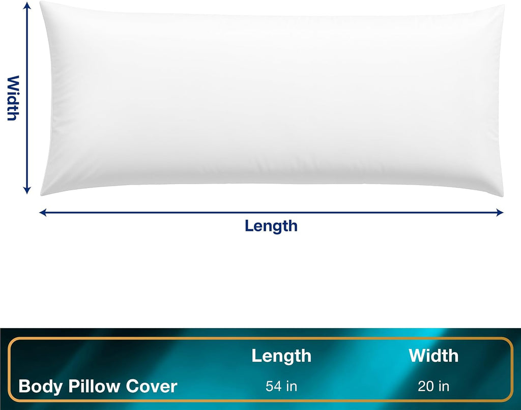 All-in-One Cool Chill Body Size Pillow Protector with Zipper, Soft Cooling Body Pillow Case for Hot Sleepers, 20" x 54", White