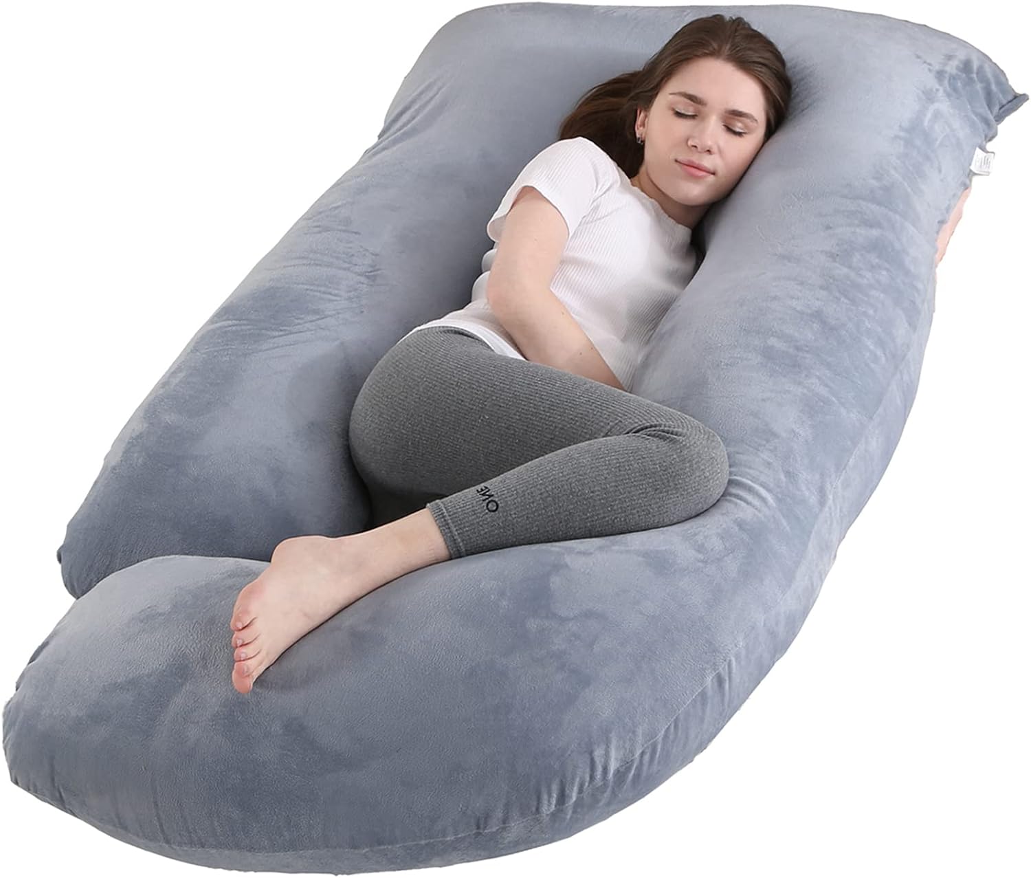 Jcickt Pregnancy Pillow J-Shaped Full Body Pillow, 59 inch with Velvet Cover Easy to Remove and Wash, Support Pregnant Women's Backs Legs a…