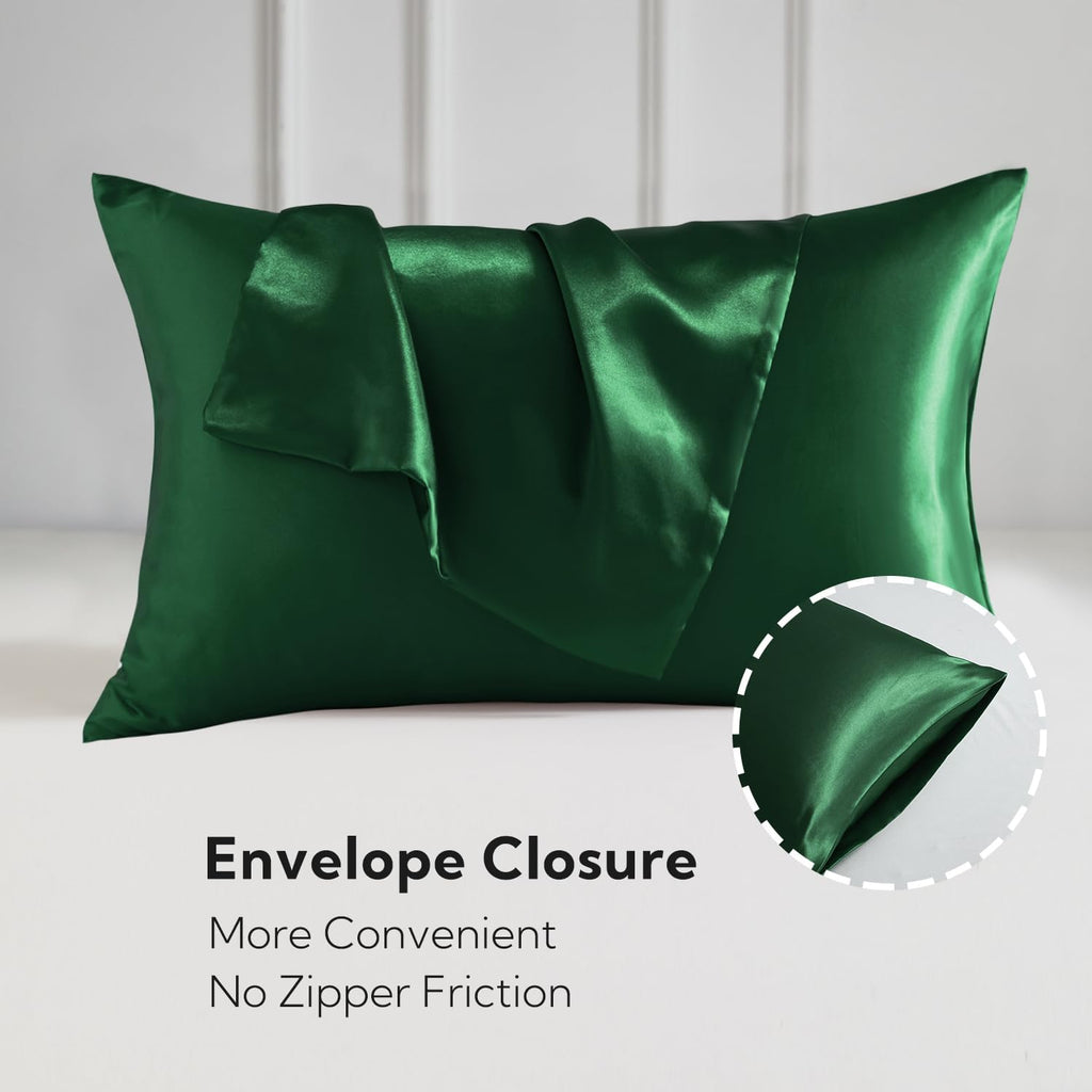 Candoury Satin Silk Pillowcase for Hair and Skin, Standard Size Set of 2 Pillow Cases, Soft Silky Pillow Covers 2 Pack with Envelope…