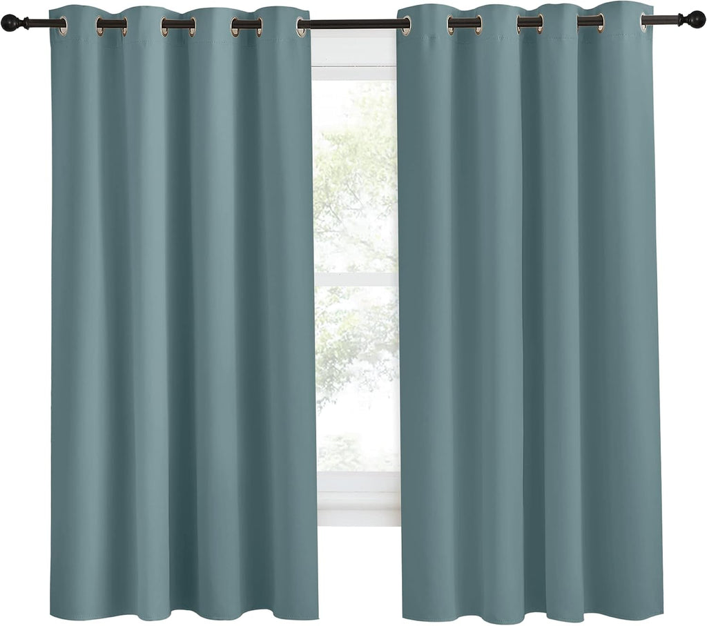 NICETOWN Blackout Greyish Blue Curtains & Drapes for Living Room, 1 Panel, W55 x L68, Thermal Insulated Solid Grommet Sound Reducing…