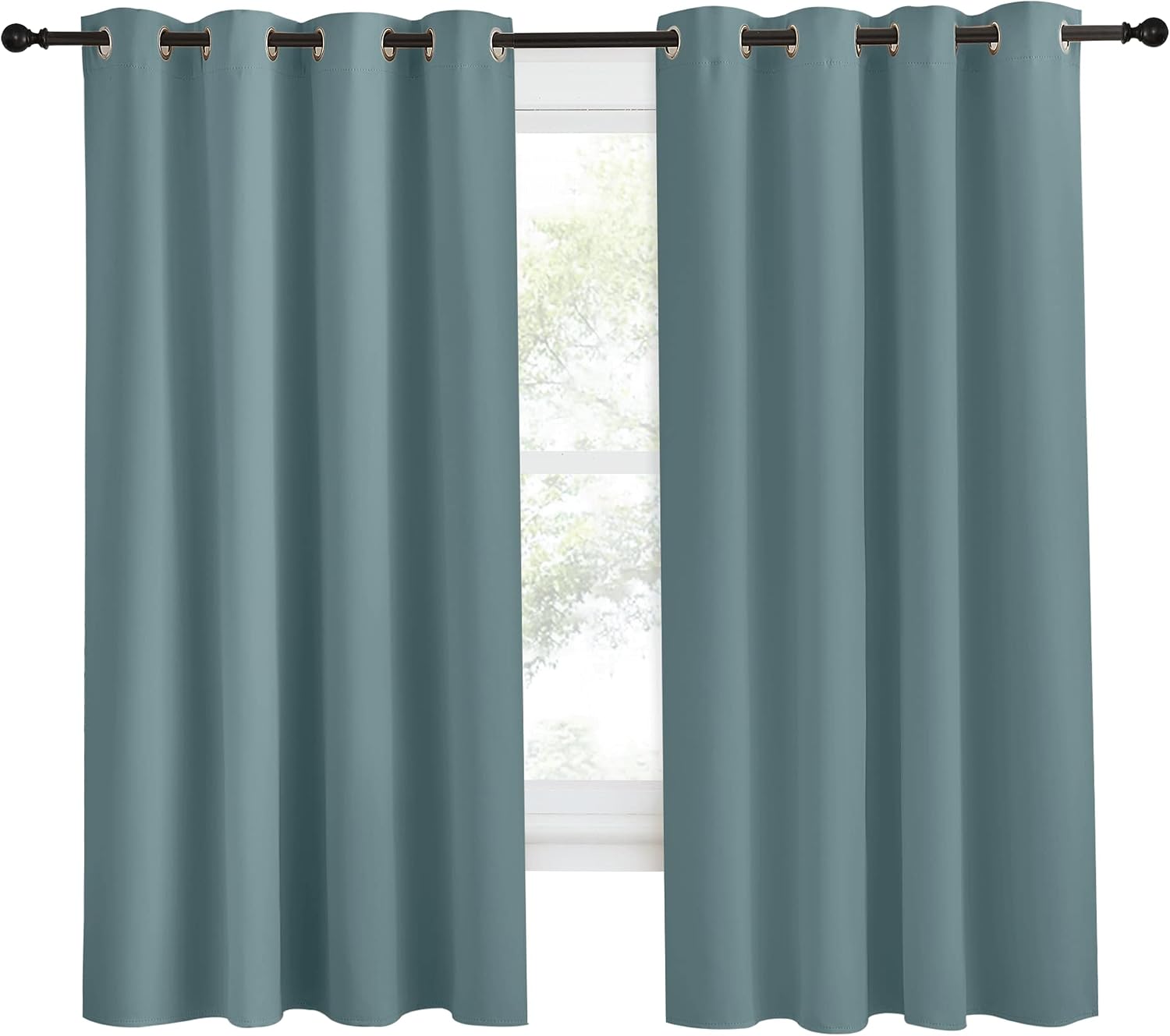 NICETOWN Blackout Greyish Blue Curtains & Drapes for Living Room, 1 Panel, W55 x L68, Thermal Insulated Solid Grommet Sound Reducing…