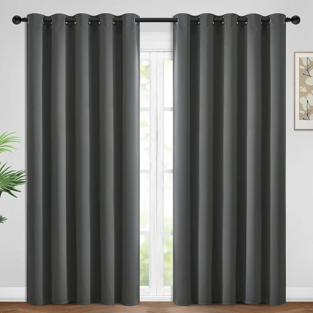 Yakamok Blackout Curtains Room Darkening Thermal Insulated Window Panels, Solid Grommet Top Drapes for Bedroom/Living Room(62Wx96L, Dark…