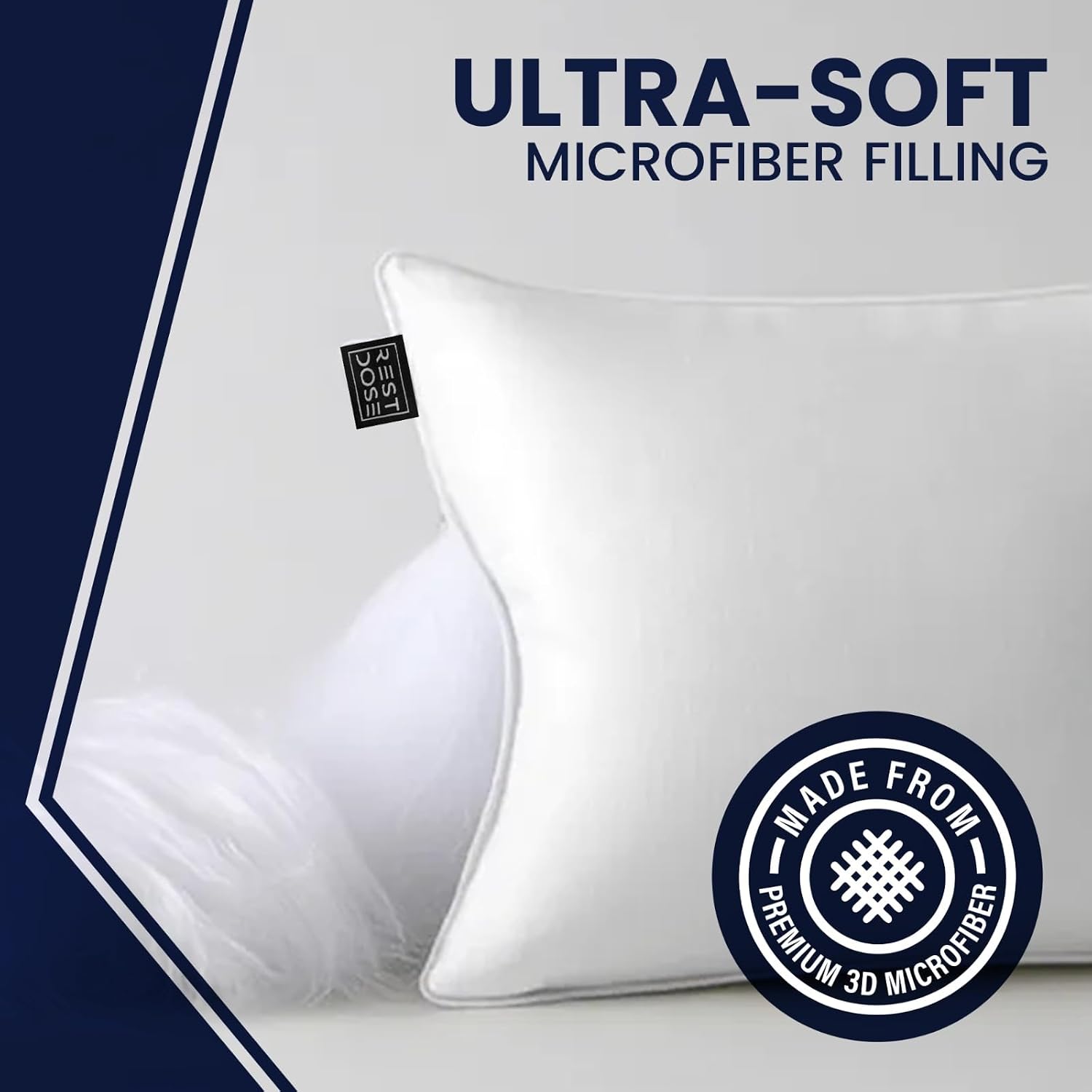 REST DOSE Bed Pillows for Sleeping, Set of 2 – Cooling, Hotel Quality with Soft Down Alternative Fill for Back, Stomach & Side Sleep…