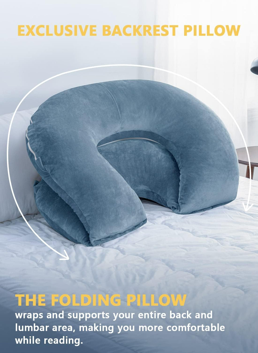 Insen Reading Pillow, Back Pillow for Sitting in Bed for Reading, Nurse & Relax, Reading Pillow for Adults, Moms & Kids, Sit Up Pillow for…
