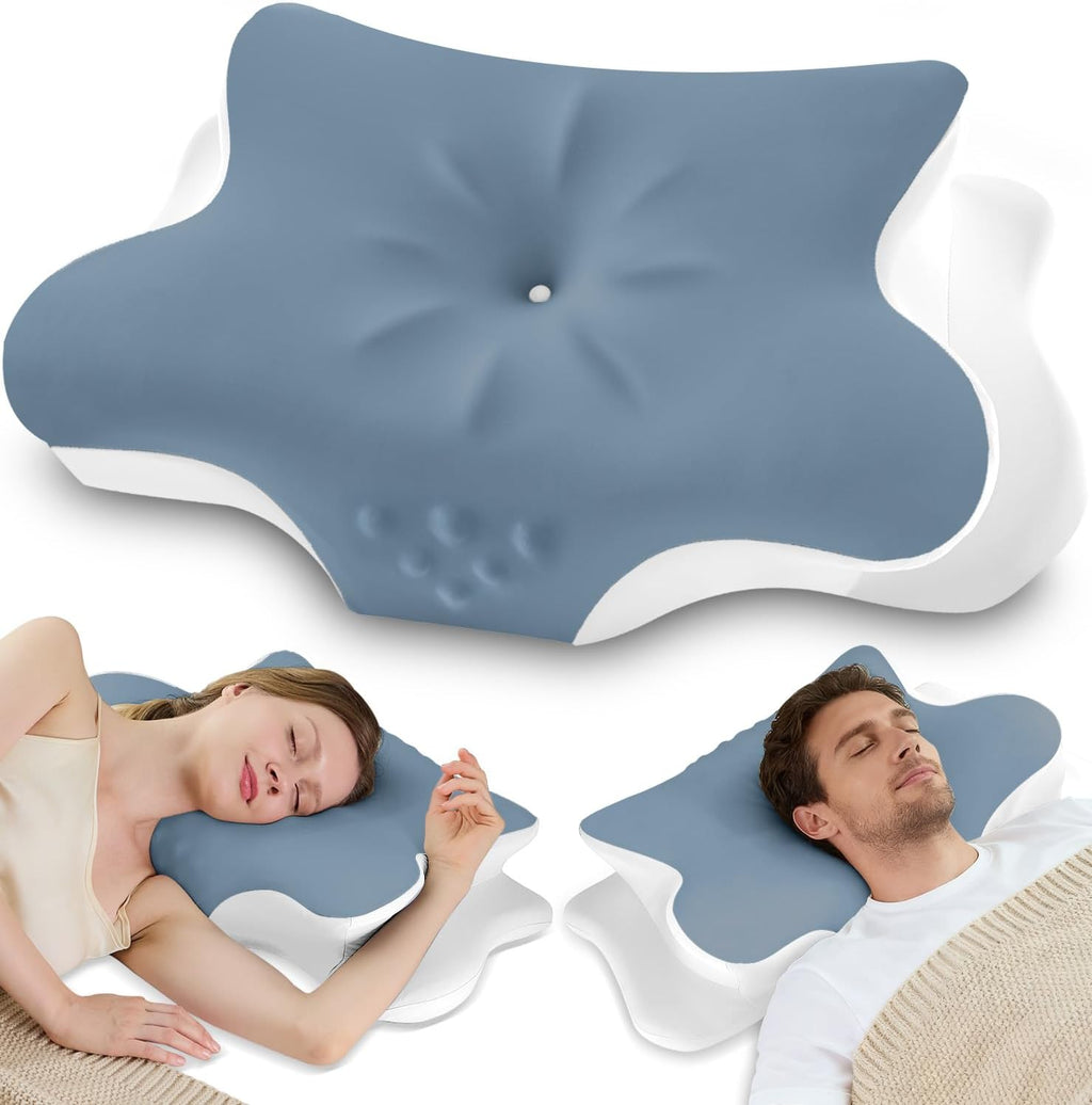 Vjasd Cervical Neck Pillow for – Ergonomic Memory Foam Pillow for Side Sleeper Contour Orthopedic Bed Pillow for Neck Support with Cooling…