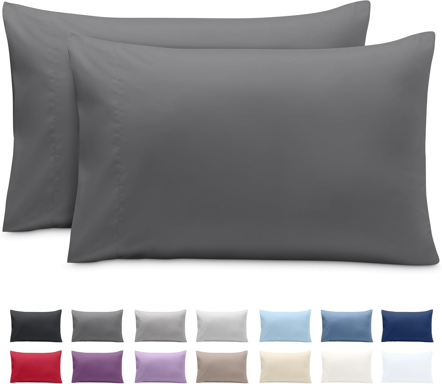 BareHome Bare Home Microfiber Pillow Cases - Queen Size Set of 2 - Cooling Pillowcases - Double Brushed - easy maintenance - Envelope…