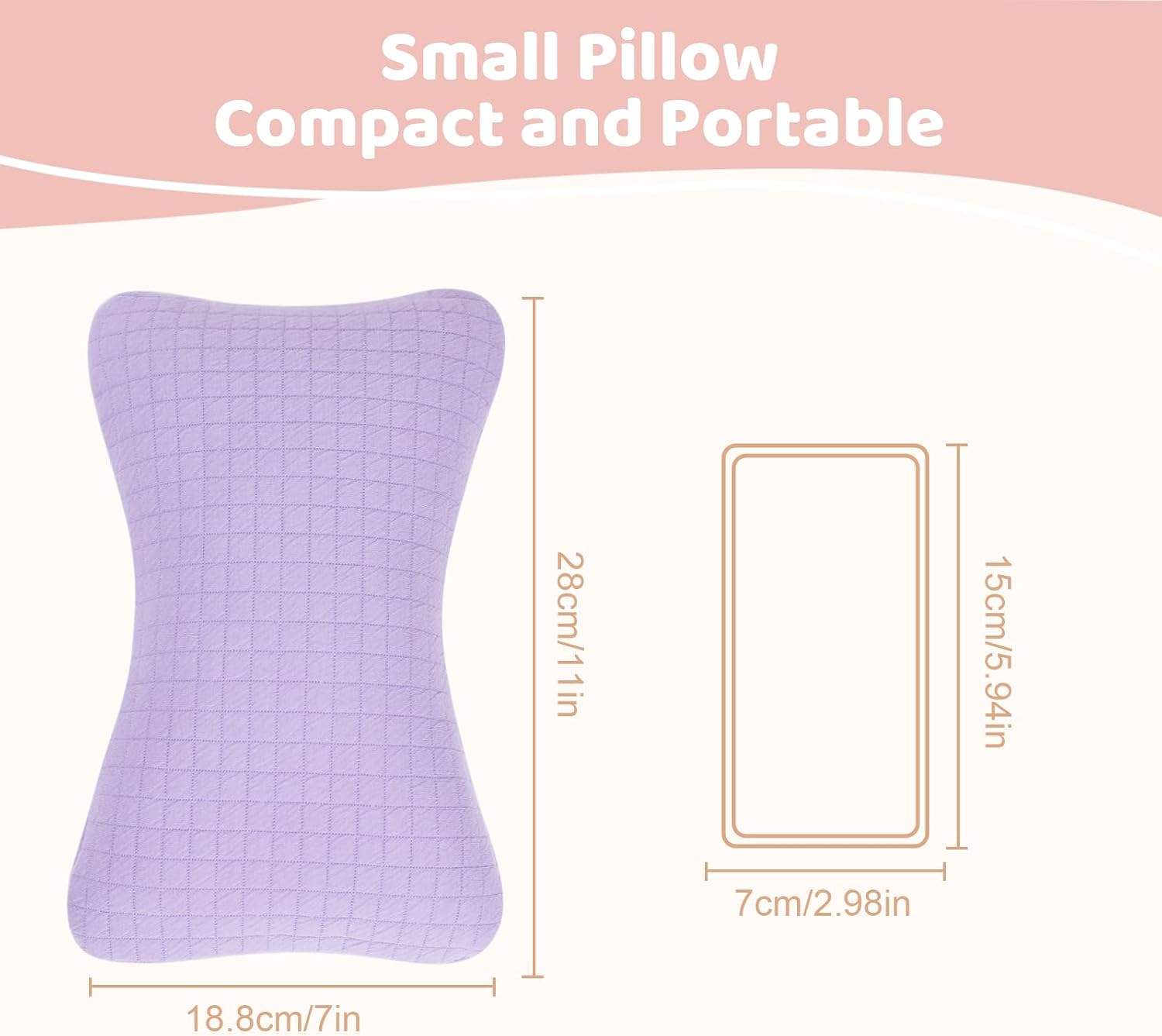 vocheer 11x7in Mini Travel Pillow, Small Pillows for Sleeping, Tiny Pillows for Neck, Wrist, Lumbar and Knee, Pets Pillow, Cotton, Cover…