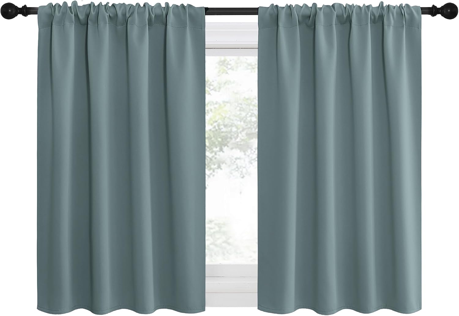 NICETOWN 2 Panels Blackout Curtains, Rod Pocket Thermal Insulated Drapes for Kitchen, Heavy Duty Small Window Treatment for Dorm Room…