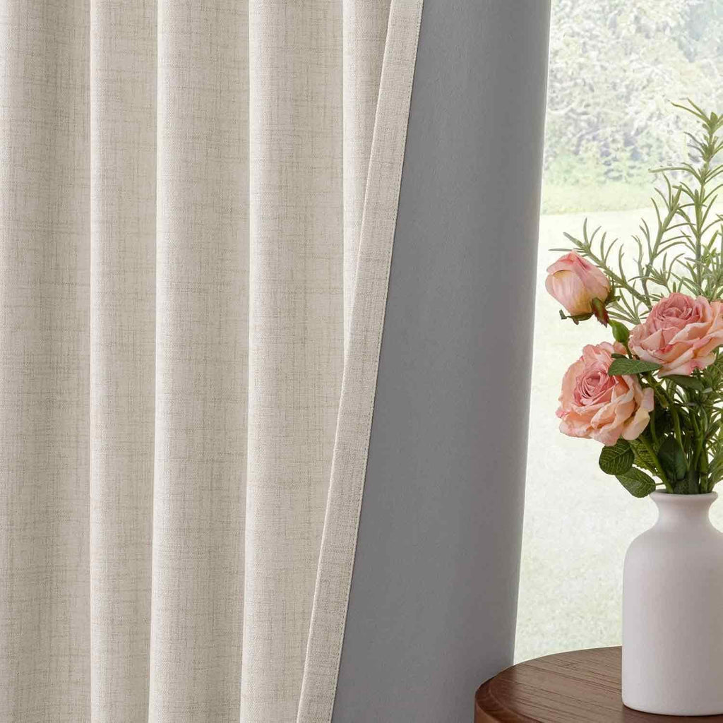 Inovaday 100% Blackout Curtains 102 Inches Length 2 Panels Set, Back Tab/Rod Pocket Linen Black Out Curtains for Bedroom, Thermal Insulated…