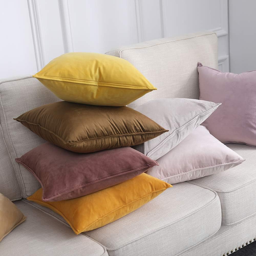 Miulee Jam Velvet Throw Pillow Covers 20x20 Soft Decorative Solid Square Cushion Cases Pack of 2 Modern Luxury Home Decor for Couch, Sofa,…