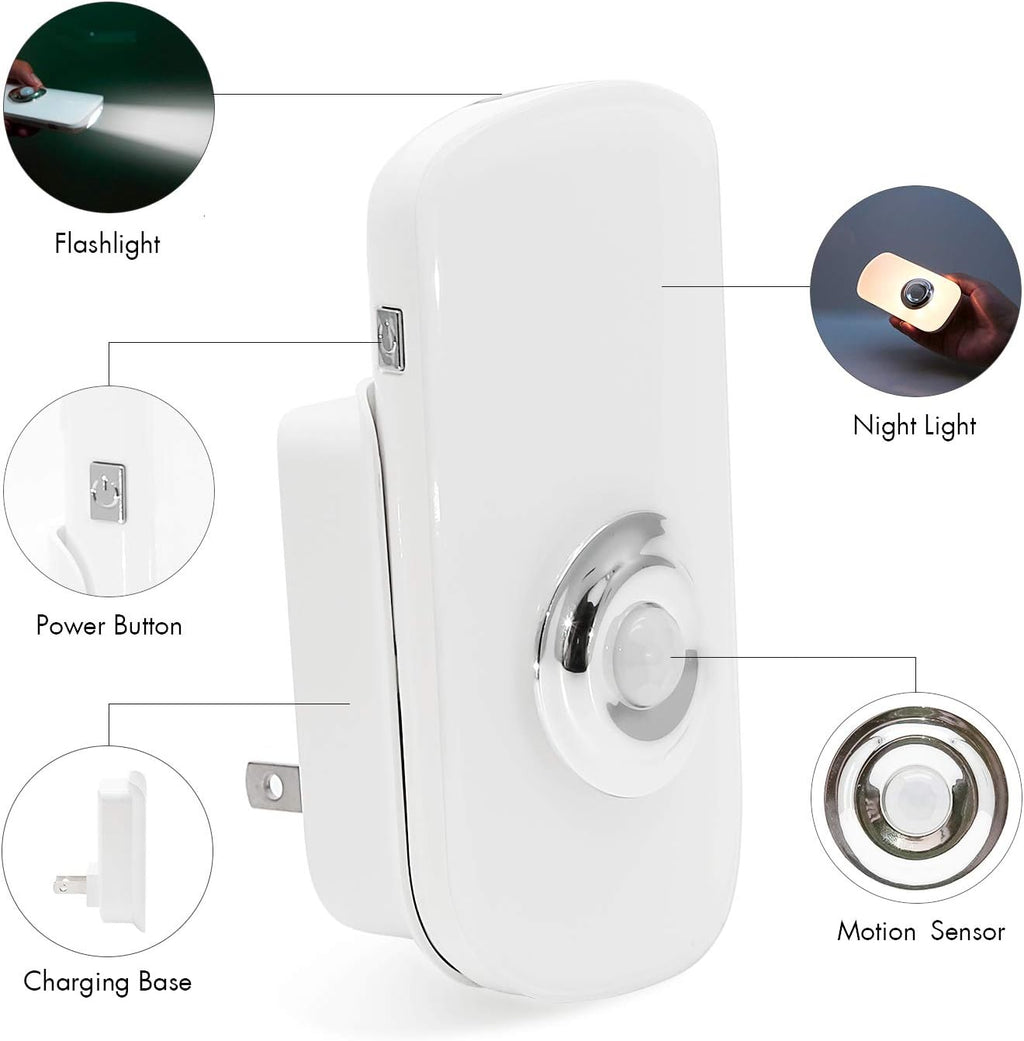 Sensky 3-in-1 Motion Sensor Night Light Plug in, Rechargeable Flashlight, Emergency Night Light for Bedroom, Bathroom, Living Room…