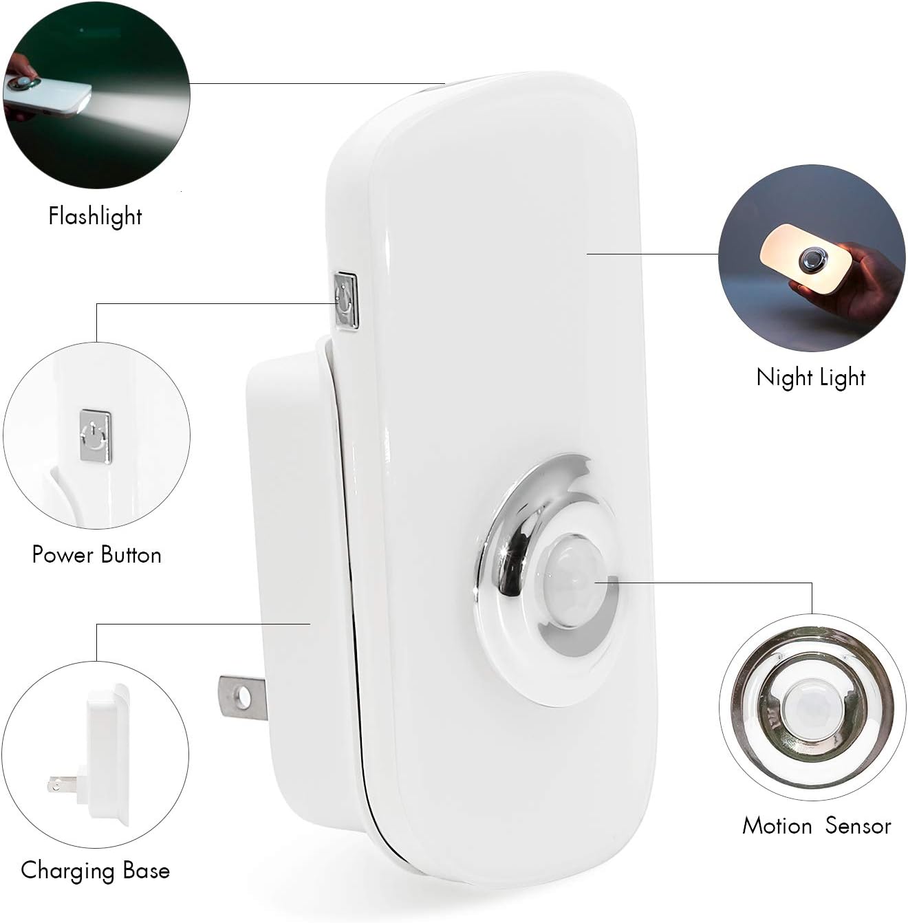 Sensky 3-in-1 Motion Sensor Night Light Plug in, Rechargeable Flashlight, Emergency Night Light for Bedroom, Bathroom, Living Room…
