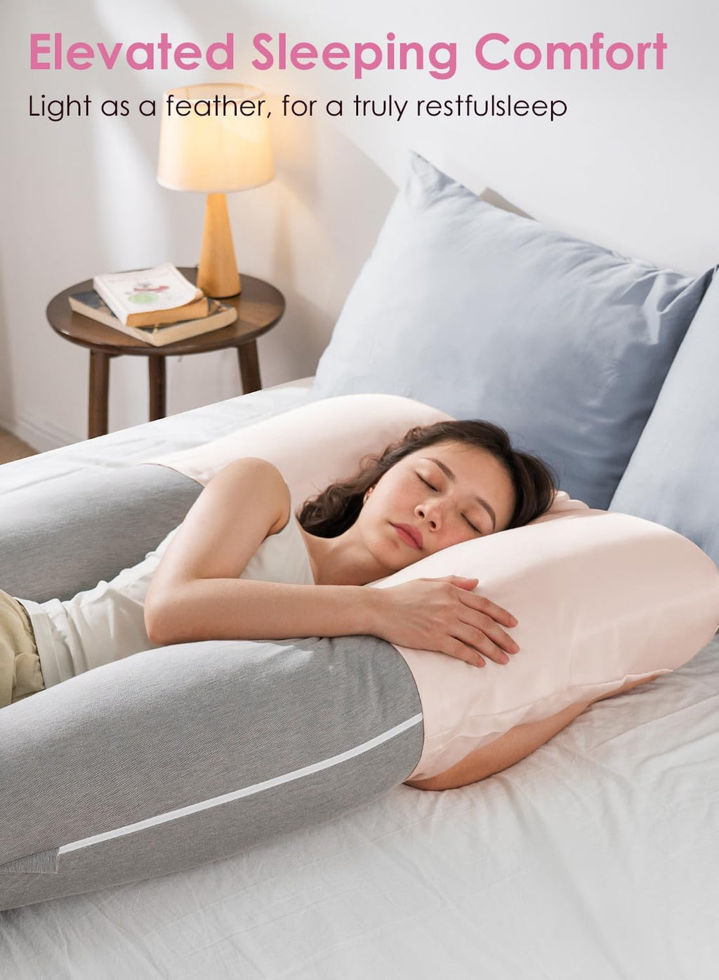 Queenrose QUEEN ROSE Pregnancy Pillow Cover, Satin Pillowcase for Maternity Body Pillows, Cooling Replacement Case for Sleeping, Fits U & C…