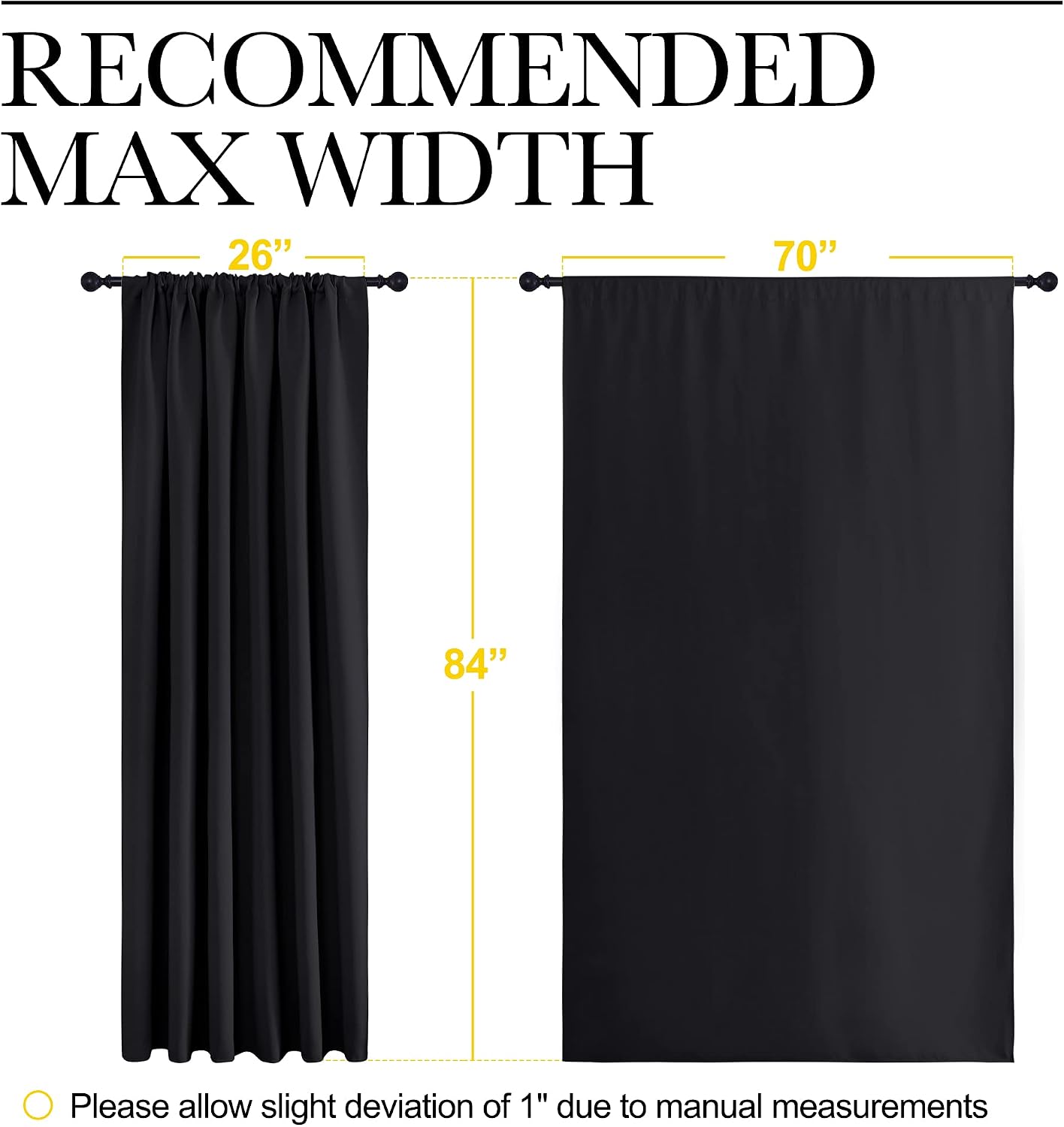 NICETOWN Black Blackout Curtain Blinds - Solid Thermal Insulated Window Treatment Blackout Drapes for Bedroom (2 Panels, 70 inches Wide…