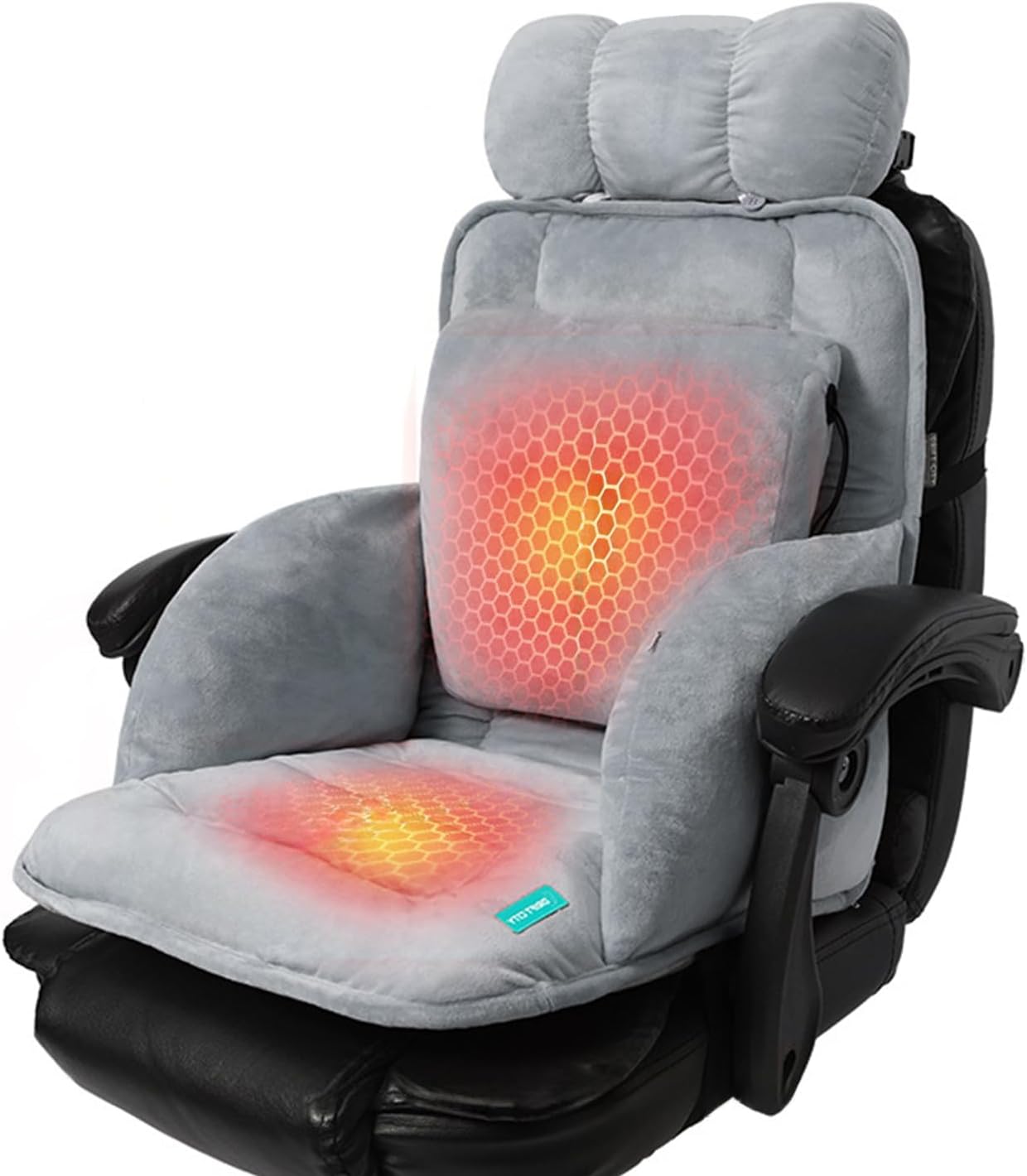 Generic USB Heated Seat Cushion, Lumbar Support Heated Seat Pad with Armrest for Office Chair, Ajustable Backrest Warm Pillow for Long…