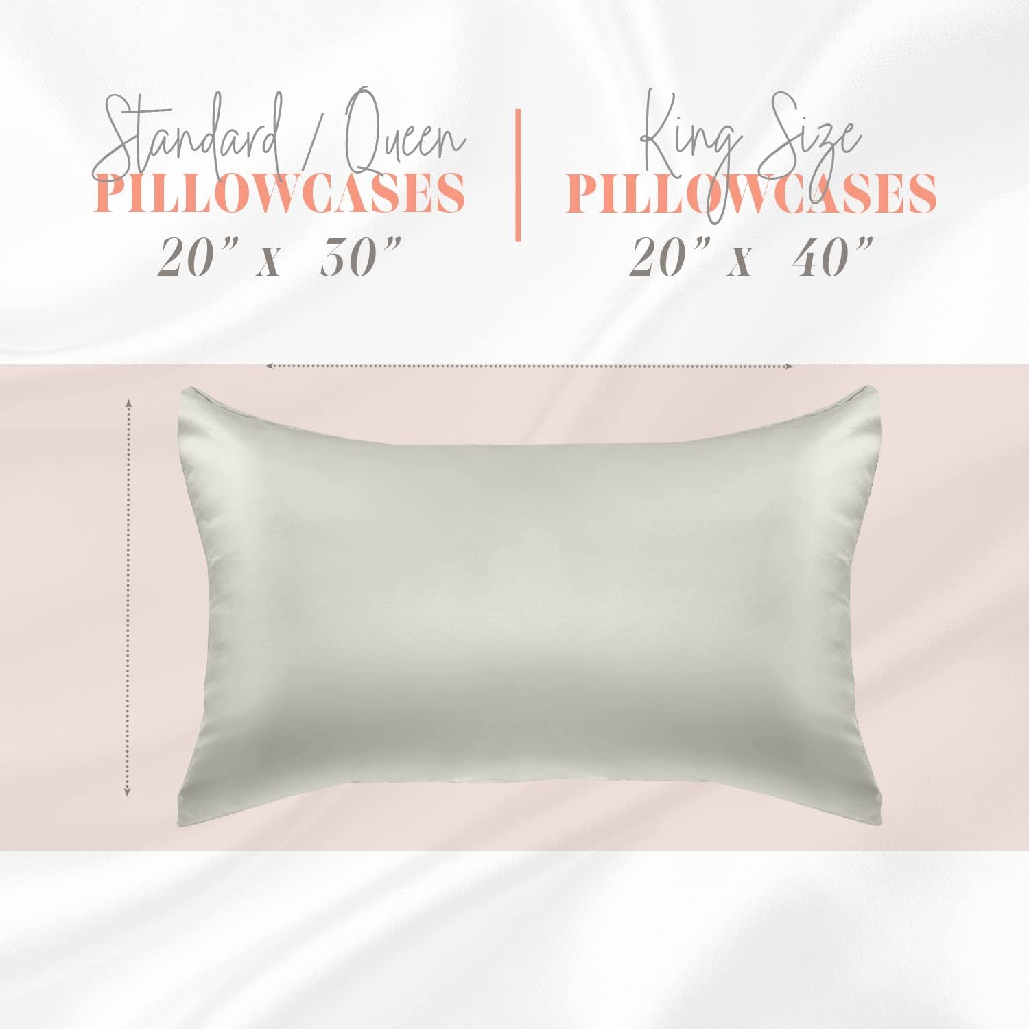Elegantcomfort Elegant Comfort Silky and Luxurious 2-Piece Satin Pillowcase Set for Healthier Skin and Hair, Hidden Zipper Closure and Beau…