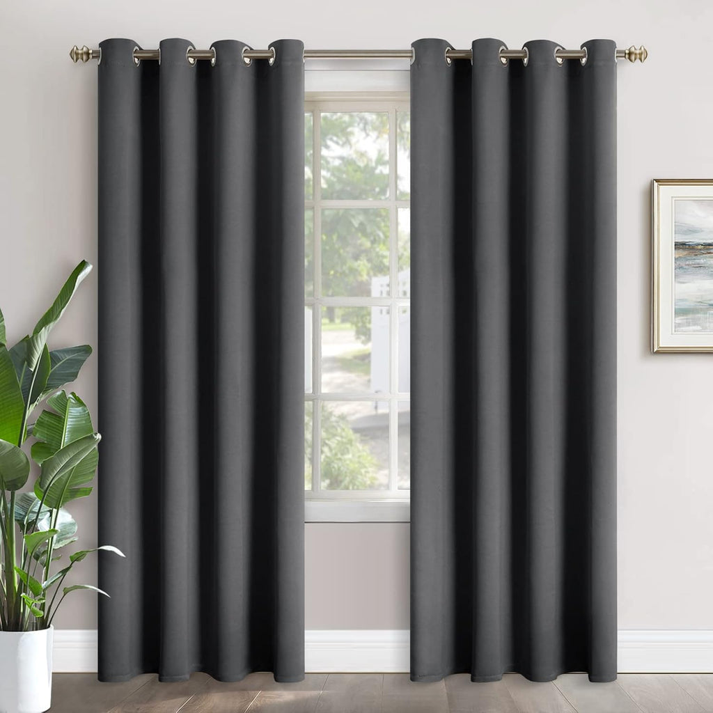 YoungsTex Dark Grey Blackout Curtains for Bedroom - 84 Inches Length Thermal Insulated Drapes with Grommet Room Darkening for Living Room,…