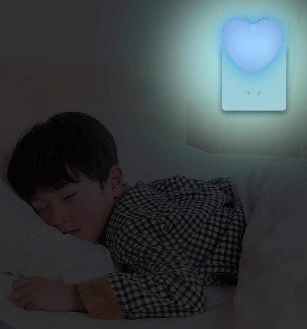 INZU Cute Night Light, Heart Night Light for Kids, LED Nightlight with Auto Dusk to Dawn Sensor, Nightlight Plug into Wall with Soft Warm…